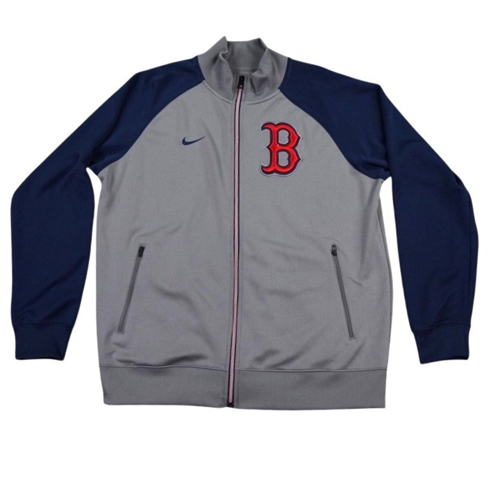Nike Boston Red Sox Track Jacket Mens XL Gray Navy MLB  Full Zip B Logo Fenway